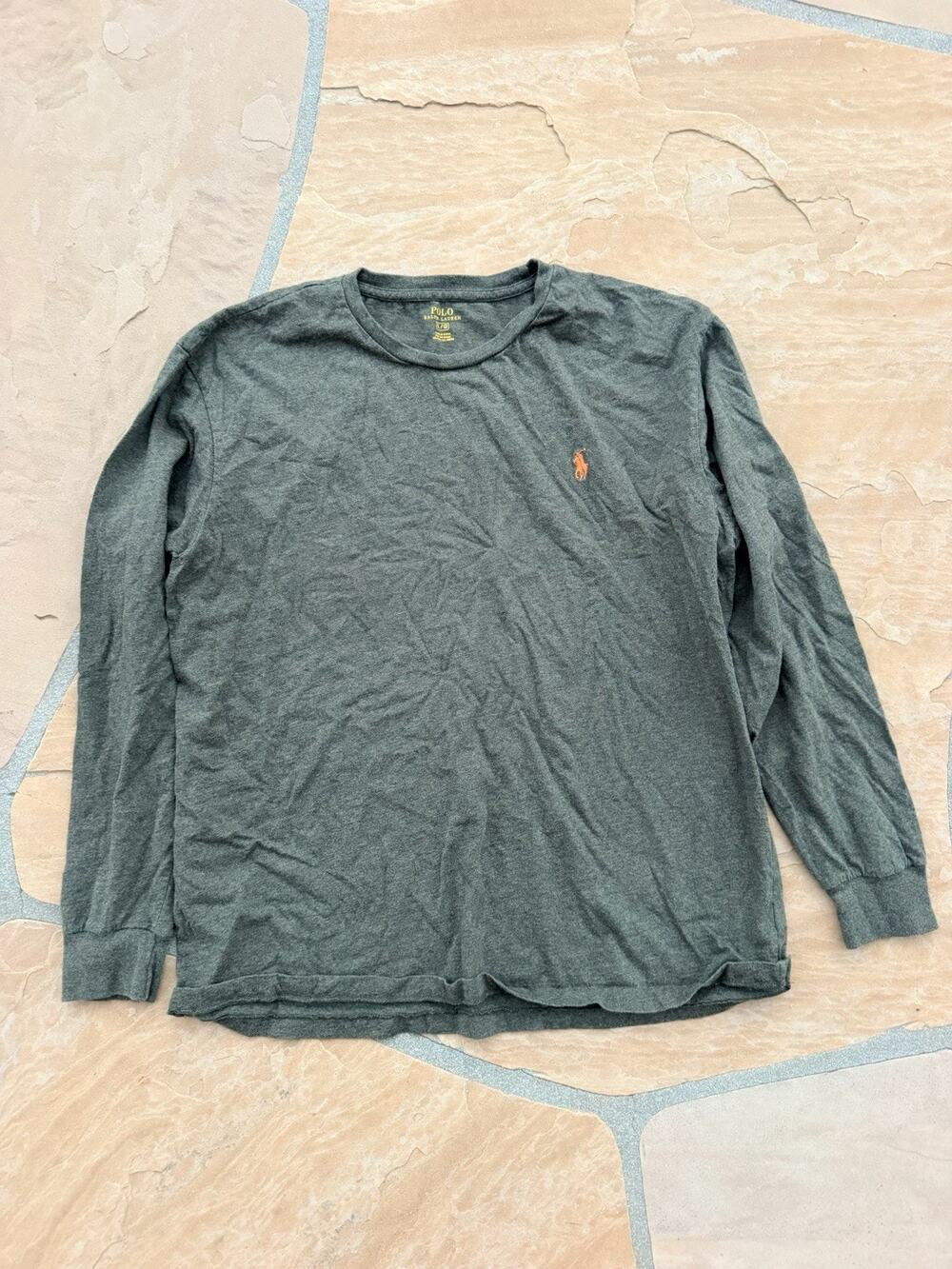 Polo Ralph Lauren Mens T-Shirt Green Size L Long Sleeve Crew Neck Cotton CB